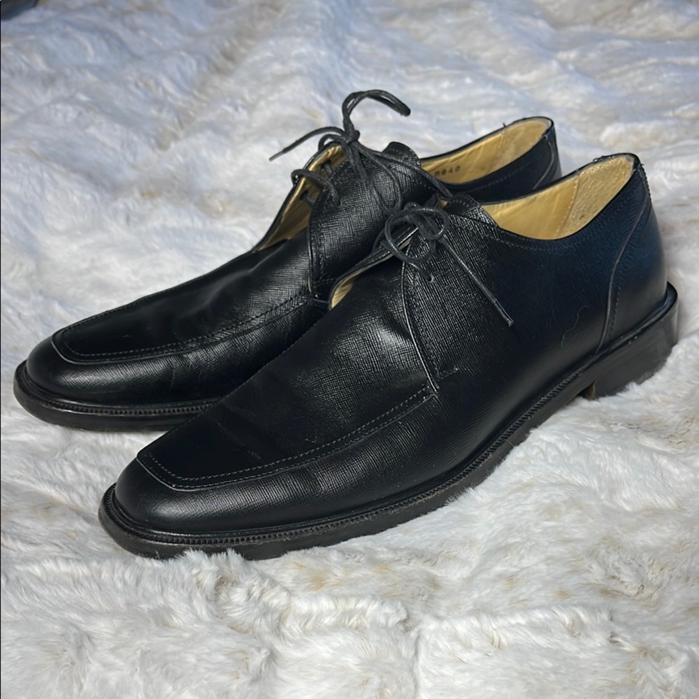 Cole Haan Collection Addler Oxford Black Leather Laces Made in Italy